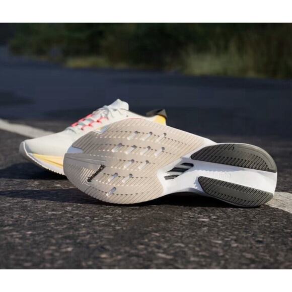 Adidas Adizero Boston Off White Black Solar Red Race Shoes IG3320 Mens 12 - Picture 7 of 10